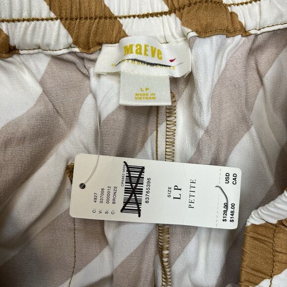 Anthropologie Maeve Printed Straight Leg Drawstring Pants Bronze Stripe NWT LP - Picture 6 of 6